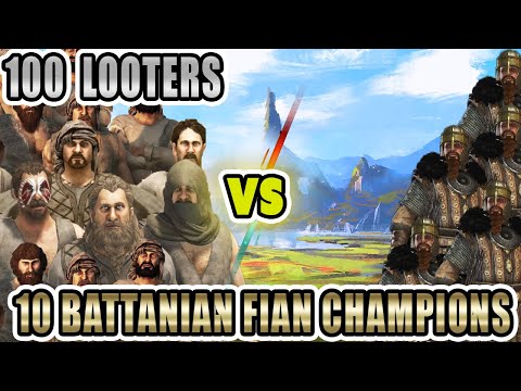 10 Battanian Fian Champions vs 100 Looters - Who will win? Mount and Blade 2 Bannerlord