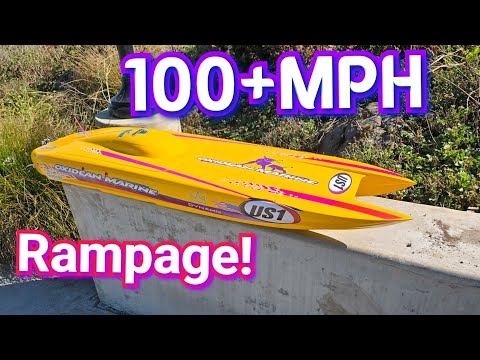 100+MPH with the New Rampage Twin Cat Rc Boat by Oxidean Marine 