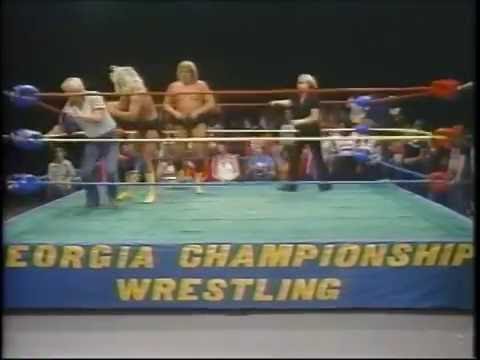 Six-man melee: Michael Hayes, Terry Gordy, Stan Hansen, Ole Anderson, Buzz Sawyer, Tommy Rich.