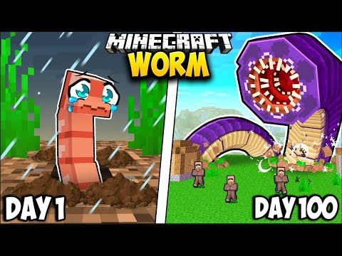 Surviving 100 Days as a WORM in Minecraft!!