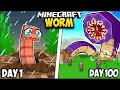 I Survived 100 Days As A WORM In Minecraft