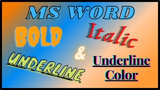 MS Word Bold, Italic and Underline Commands #bolditalicunderline