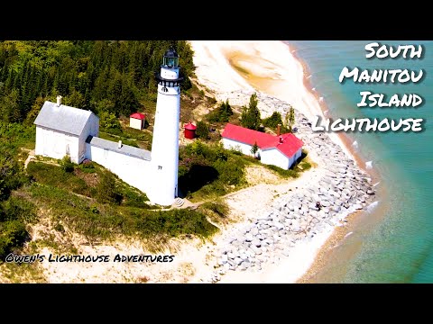 South Manitou Island Lighthouse - Aerial 4K footage of the Light & Harbor & a tour of the Island!