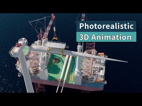 Wind turbine installation 3d animation with latest 3D technology