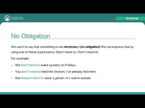 Modals for obligation,  prohibition, and advice