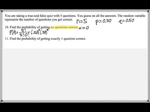 Math 209 : 4.3 #10, #11 (Statistics Tutorial : Binomial Probability Formula)