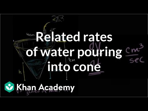 Related rates: water pouring into a cone | AP Calculus AB | Khan Academy