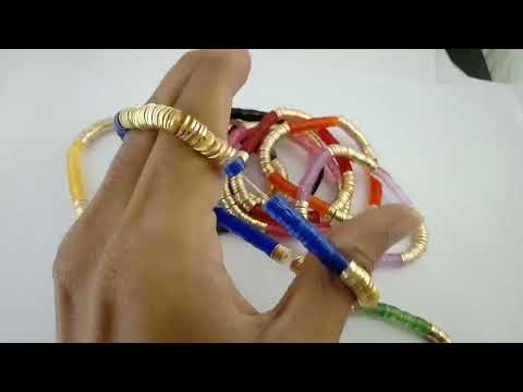 Acrylic Bracelet Multi color with Gold Disc Spacer Beads Bangle - Beaded Bracelet - Acrylic Findings