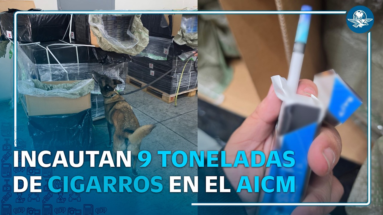 Aseguran 5.4 millones de cigarros en el AICM; venían ocultos como bocinas