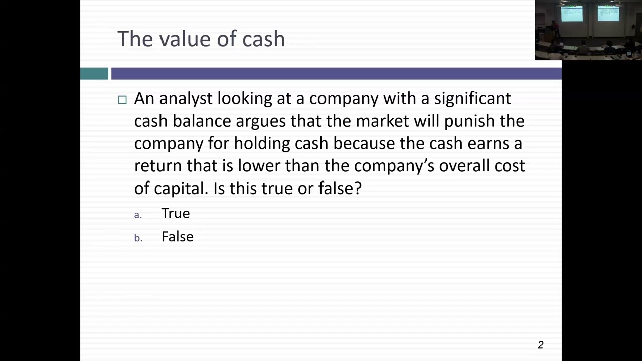 Session 12 (Val MBAs): Loose Ends in Valuation