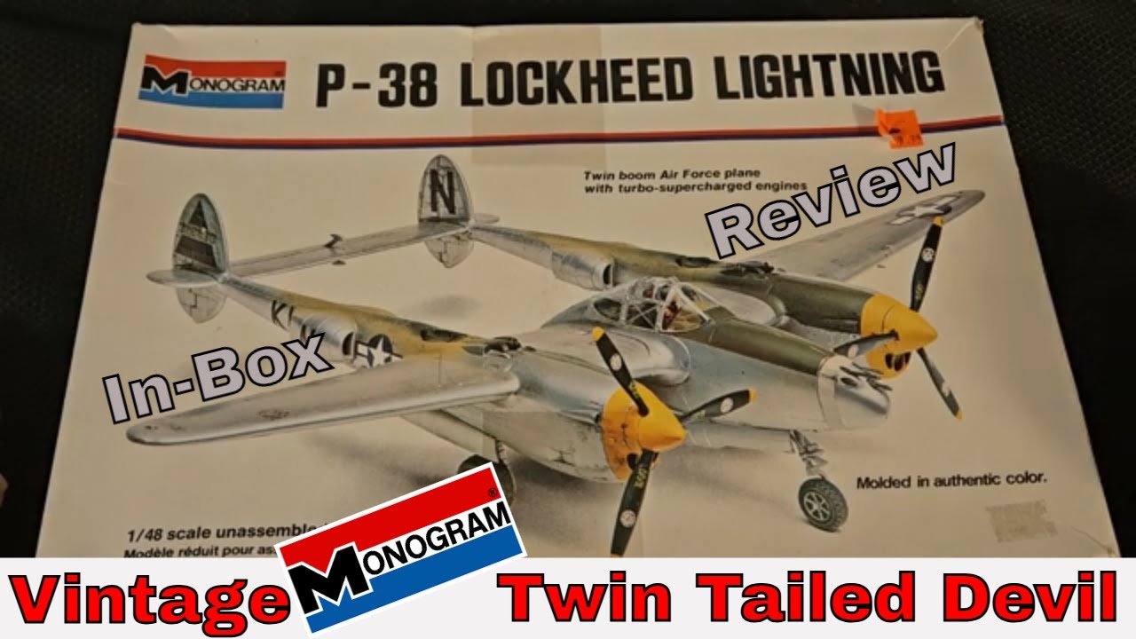 Vintage Monogram White Box P-38 Lightning 1/48 Model Kit 6848 Unboxing.  #plasticmodel #unboxing