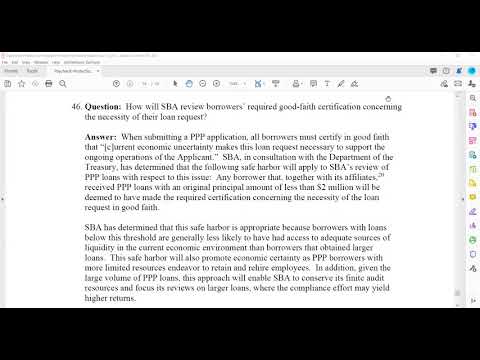FAQ 46 Good-Faith Certification regarding the PPP Loan