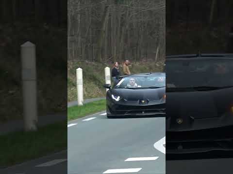 Aventador SVJ NOVITEC full trotthle! Listen to those down shifts!  #svj #aventador #flames #novitec