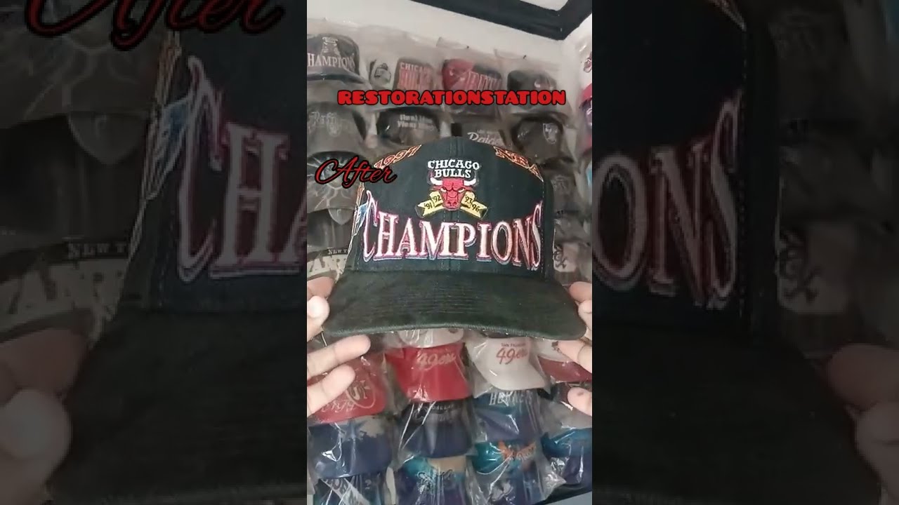 Chicago Bulls 1997 championship cap before and after