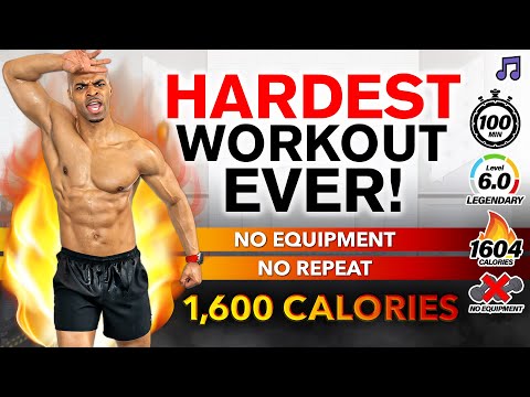HARDEST HIIT WORKOUT EVER! (BURN 1600 CALORIES) No Equipment | Full Body | No Repeat | At Home
