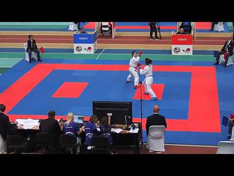 K1 PL Halle/Leipzig 2017, kumite - 50 kg, Budzinska POL vs Sassano ITA