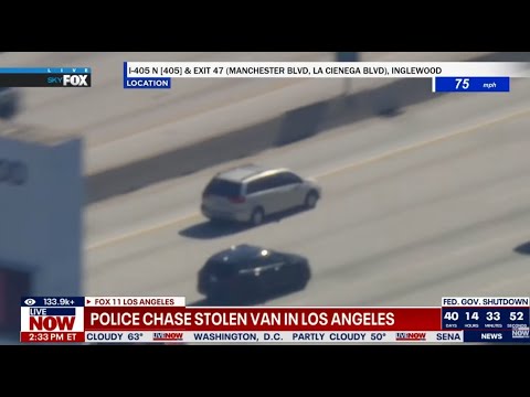SKYFOX: Police chase of stolen minivan in Los Angeles
