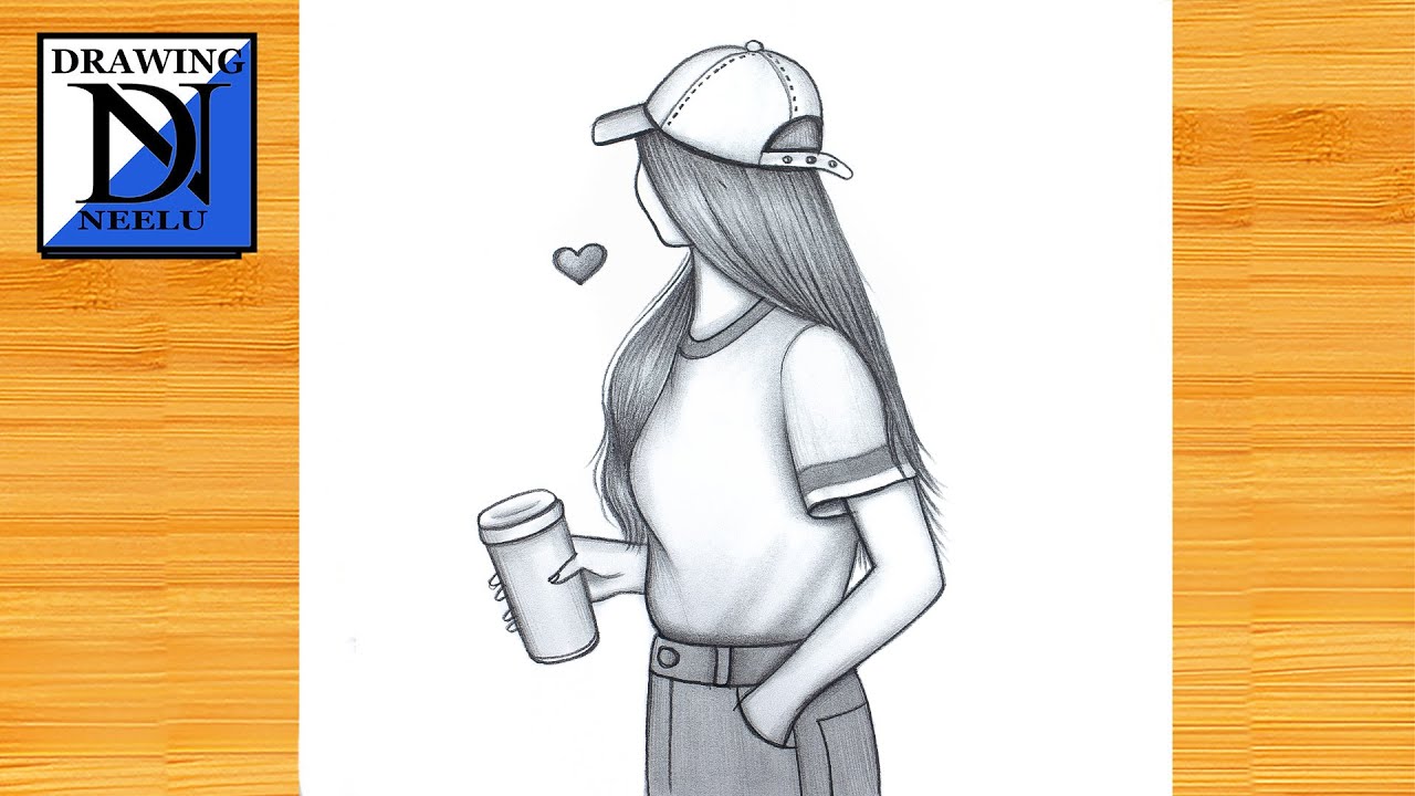 How to Draw a Girl Holding Coffee - Hidden Face || Pencil Sketch for Beginners || Girl Drawing