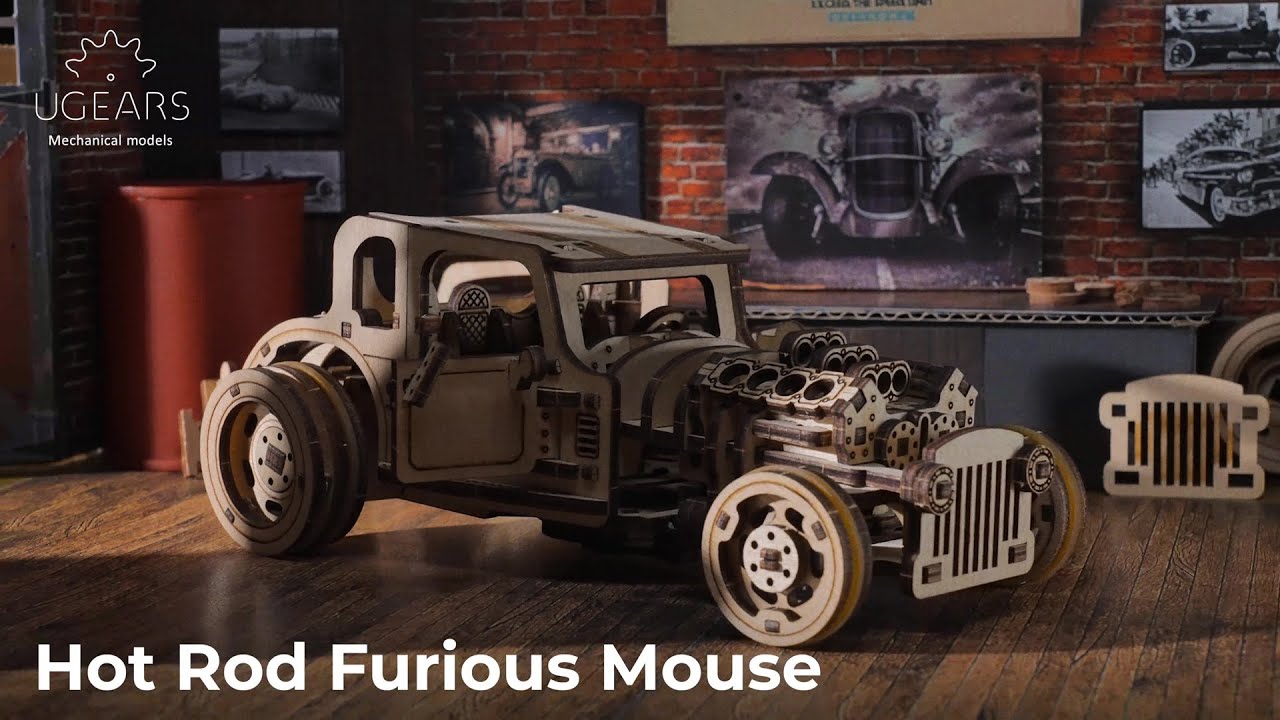 Ugears 3D dřevěné mechanické puzzle The Hot Rod Furious