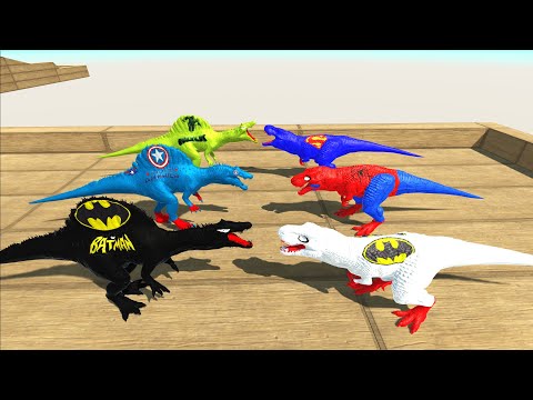 JUSTICE LEAGUE T REX CASTLE DEATH RUN - Animal Revolt Battle Simulator