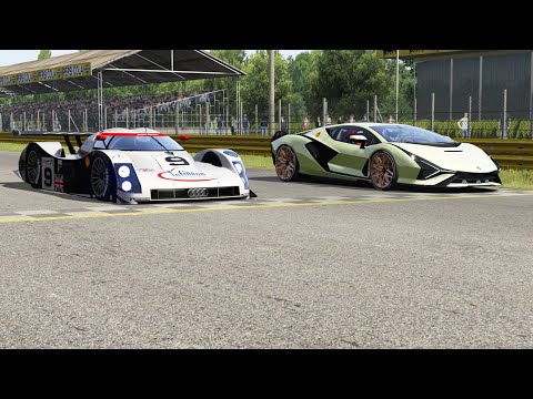 Audi R8C Le Mans 1999 vs Lamborghini Sian FKP 37 '20 at Monza Full Course