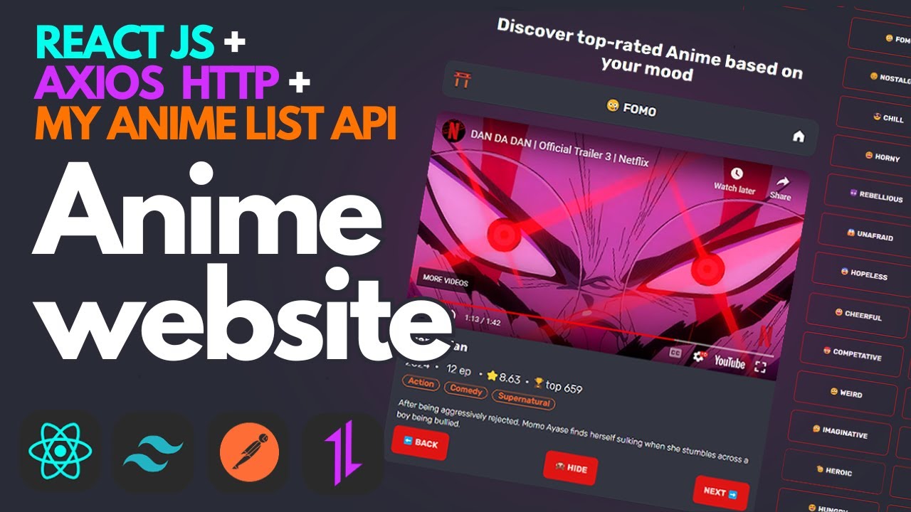 Build an Anime Website with MyAnimeList API using React Tailwind Axios Postman | HOW TO REST API