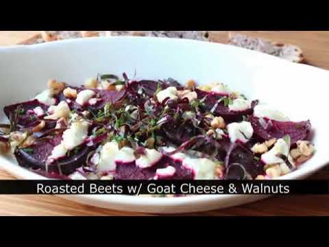 Roasted beets with goat cheese and walnut salad