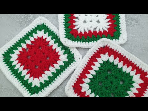 Christmas Granny Square | Crochet Christmas granny square | crochet granny square Christmas motif