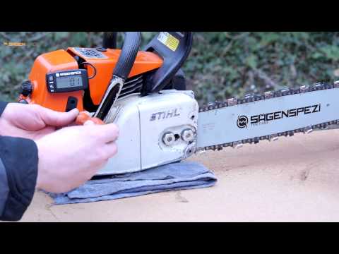 Vergaser einstellen mit einem Sägenspezi Drehzahlmesser bei einer Stihl Motorsäge