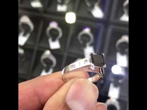 BDR-008 - 1.60 Carat Princess Cut Natural Black Diamond Engagement Ring 14k White Gold