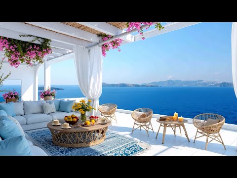 Happy Jazz Music at a Morning Seaside Cafe ~ Smooth Bossa Nova Piano & Wave Sounds for Stress Relief