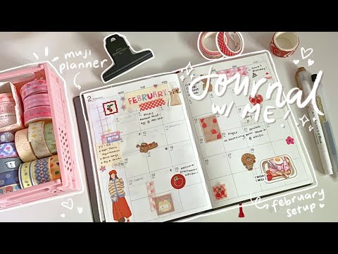🍒 journal with me: FEBRUARY 2026 muji planner setup °˖➴
