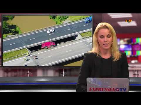 Sopbil hänger från E6 – på väg ner i Rönneå