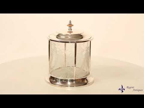 Vintage Silver Plated & Cut Glass Biscuit Sweet Tea Box