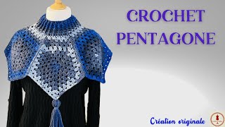 CAPE au CROCHET "Pentagone"- poncho