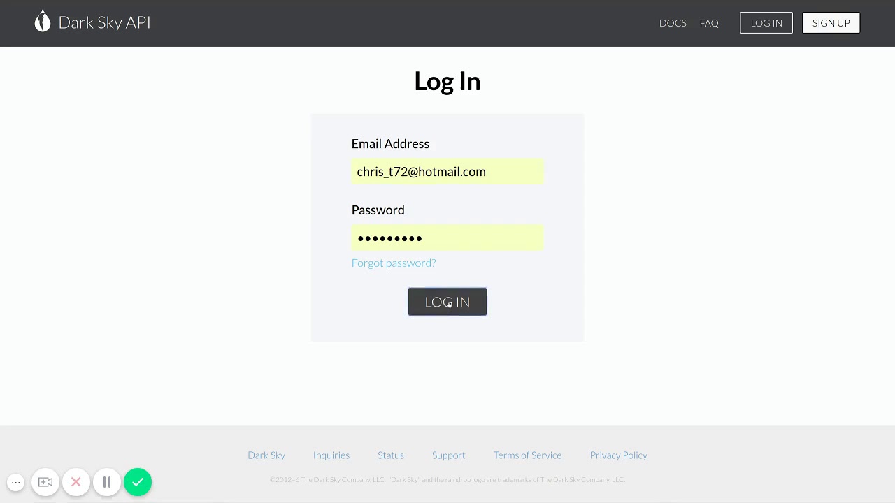 Setting Up Weather Data API (Dark Sky)