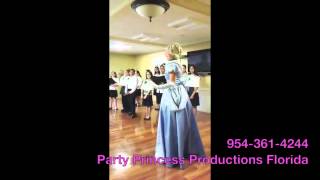 Cinderella sings the song Snow White taught her.. Party Princess Productions Florida