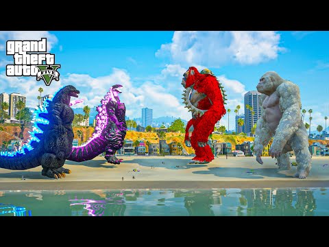 GTA 5 Mods – Heisei Godzilla & Shin Godzilla vs ScarKing & George | Epic Kaiju Battle
