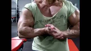 Massive Bulky FBB Huge Pecs Crazy Biceps Size