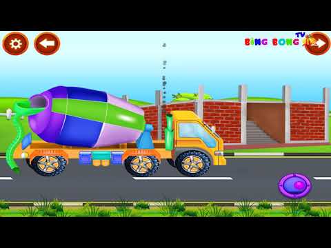 Mixer truck , Cranes, Excavator cartoons | BingBong TV | Video Cartoons for kids