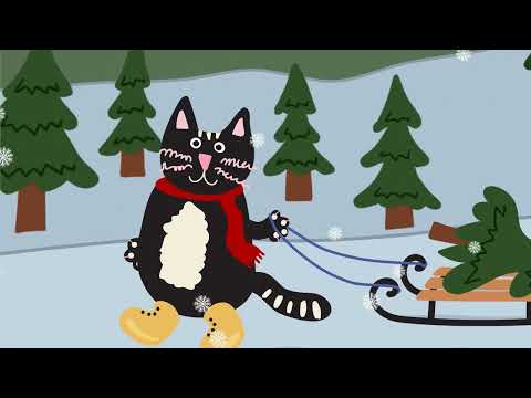 Raušuks - "Kaķīša dziesmiņa" videoklips (Video ar vārdiem) DZIESMAS BĒRNIEM - Ziemassvētku dziesma