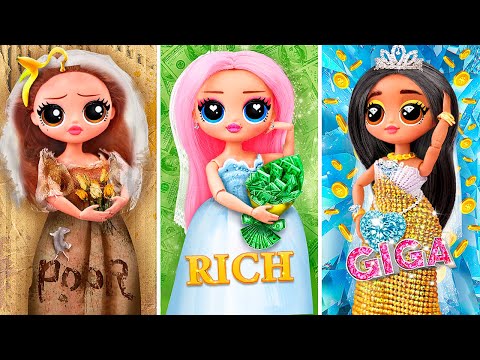 Broke, Rich and Giga Rich Dolls / 30 LOL and Barbie DIYs