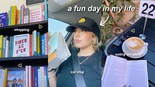HOW TO ENJOY YOUR OWN COMPANY | eating out alone, bookstore vlog, & car vlog! ♡