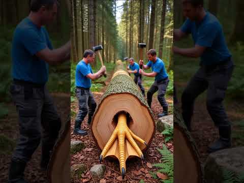 rescue mother duck and ducklings from giant log #animals #funny #shorts