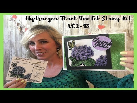 Hydrangea thank You Feb Stamp Kit Club V02 18
