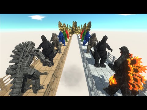 MECHAGODZILLA 2021 VS GODZILLA BURNING DEATH RUN - Animal Revolt Battle Simulator