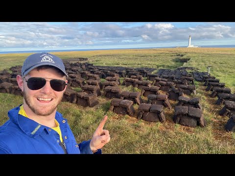 Cutting peat for fuel on a remote island in Orkney
