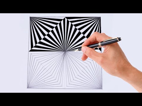 How To Draw Geometric Square Design ! 3d Drawing Design ! Optical illusion ! 3d Drawing trick