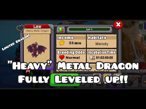 Heavy Metal Dragon Dragonvale leveled up to Max level!