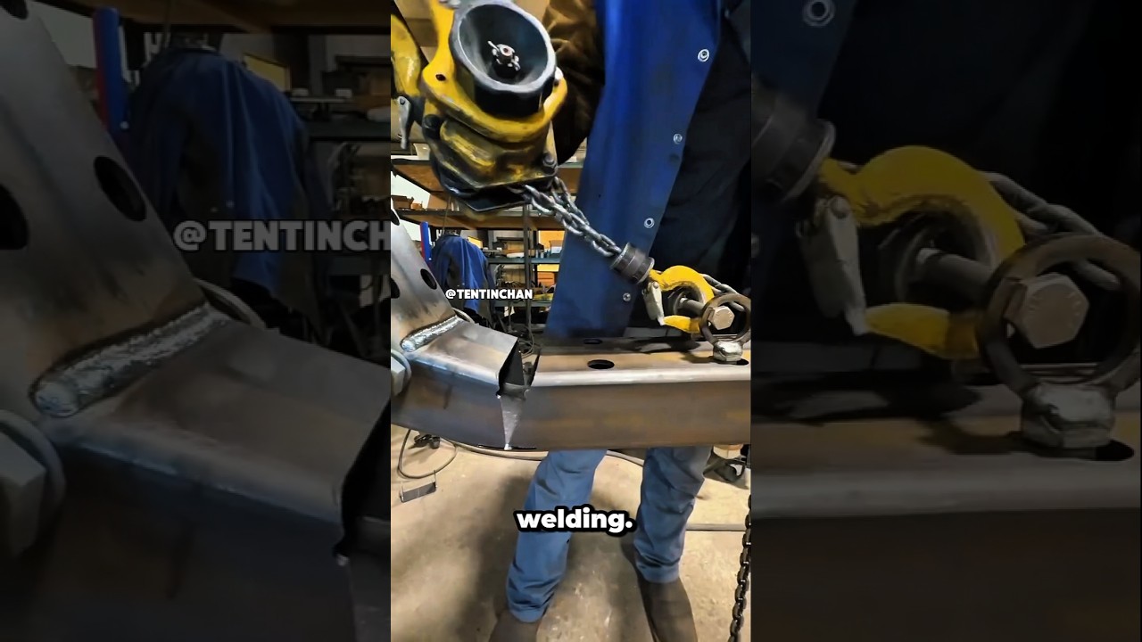 Heavy-Duty Chain Lever Hoist – Metal Frame Alignment & Welding Tool Demonstration